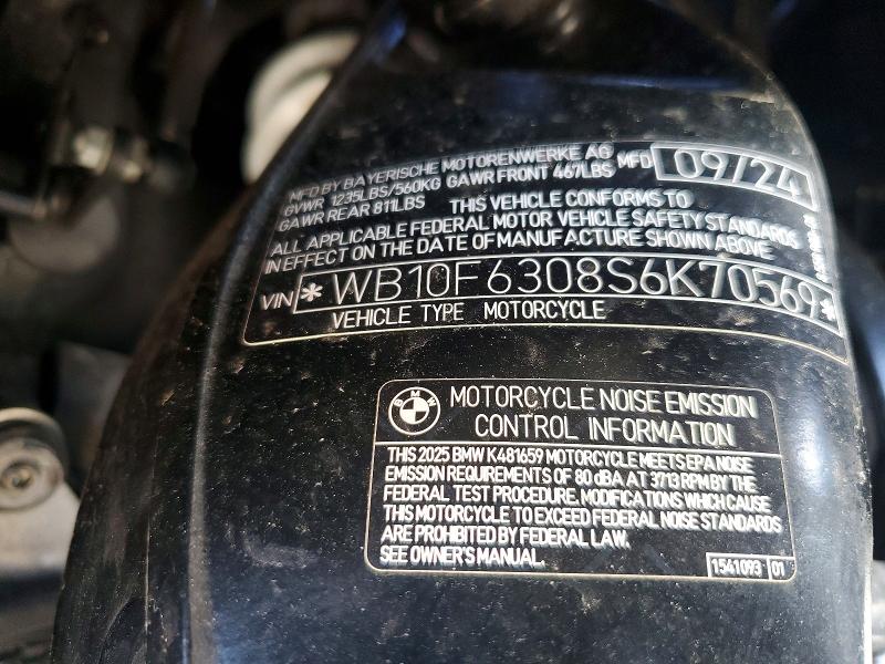 2025 Bmw K1600 მანქანა იყიდება აუქციონზე, vin: WB10F6308S6K70569, აუქციონის ნომერი: 52731446