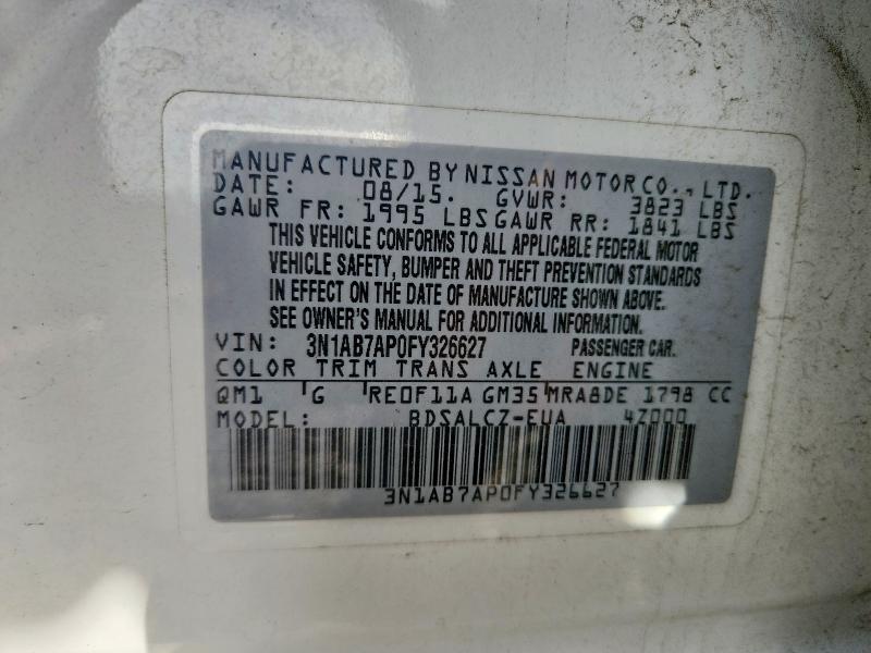 Продажа на аукционе авто 2015 Nissan Sentra, vin: 3N1AB7AP0FY326627, номер лота: 55329936