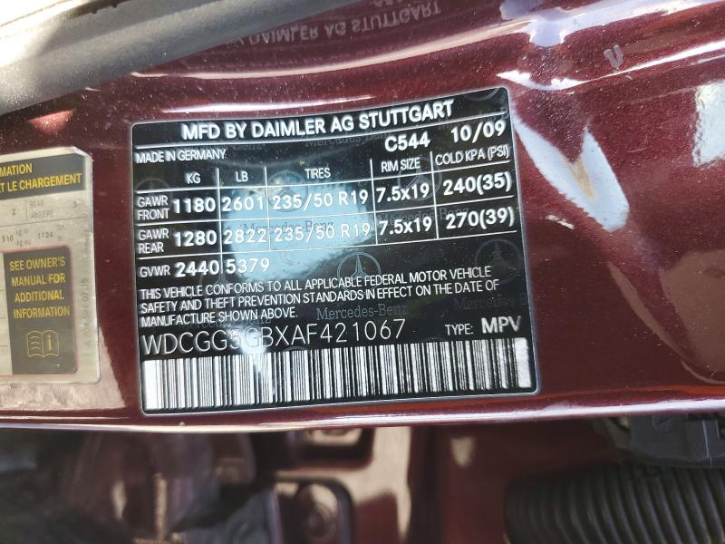 2010 Mercedes-benz Glk მანქანა იყიდება აუქციონზე, vin: WDCGG5GBXAF421067, აუქციონის ნომერი: 55415986
