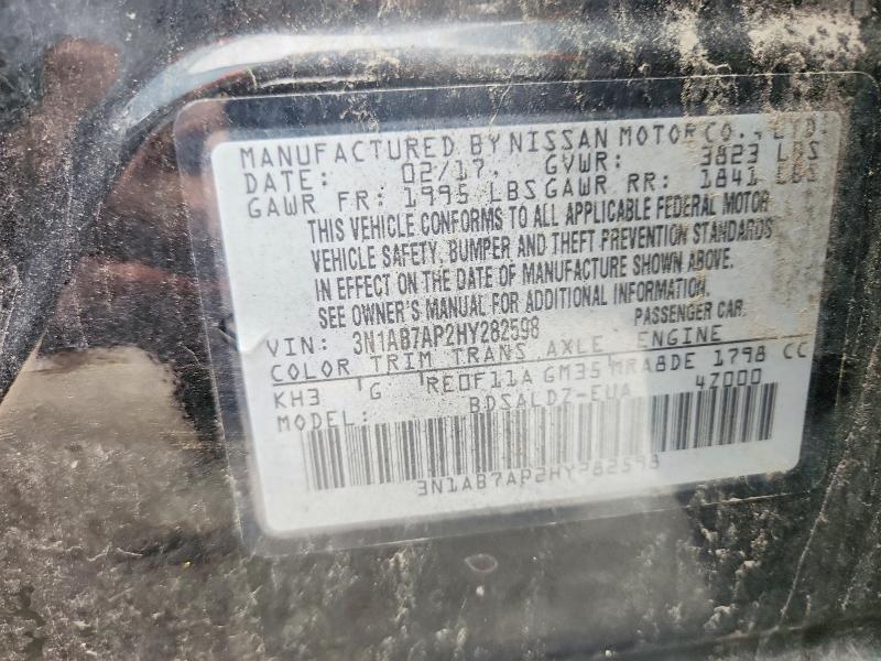 2017 Nissan Sentra მანქანა იყიდება აუქციონზე, vin: 3N1AB7AP2HY282598, აუქციონის ნომერი: 54839106