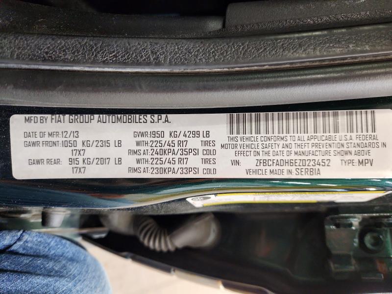 2014 Fiat 500l მანქანა იყიდება აუქციონზე, vin: ZFBCFADH6EZ023452, აუქციონის ნომერი: 52961696