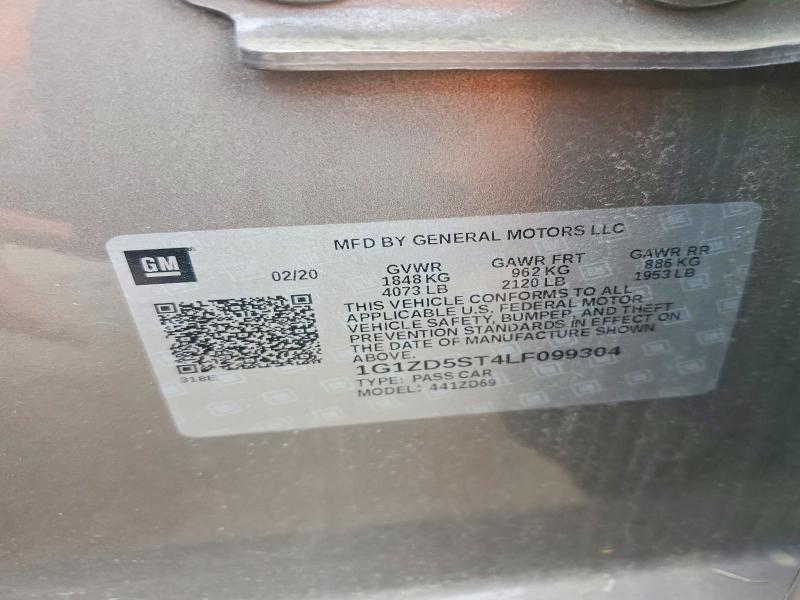 54299416 :رقم المزاد ، 1G1ZD5ST4LF099304 vin ، 2020 Chevrolet Malibu مزاد بيع