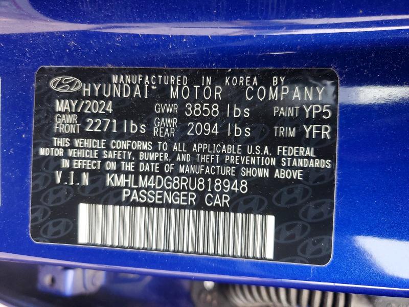 Продажа на аукционе авто 2024 Hyundai Elantra, vin: KMHLM4DG8RU818948, номер лота: 54488566