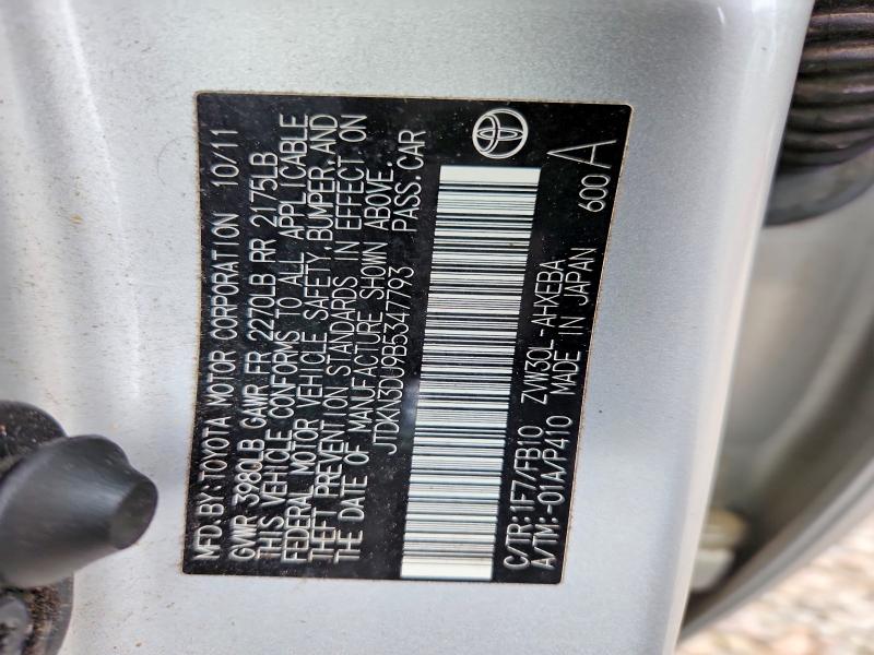 52702206 :رقم المزاد ، JTDKN3DU9B5347793 vin ، 2011 Toyota Prius مزاد بيع