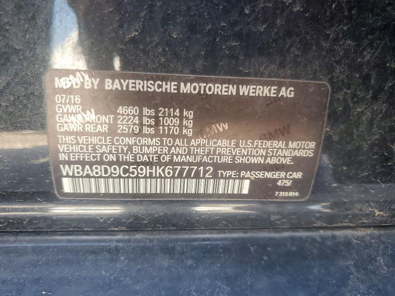 2017 Bmw 330 მანქანა იყიდება აუქციონზე, vin: WBA8D9C59HK677712, აუქციონის ნომერი: 53304756