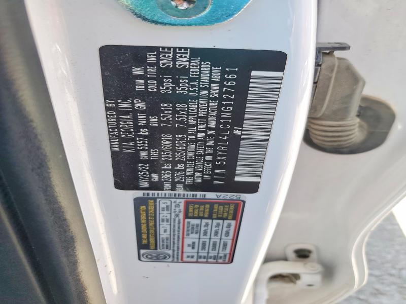 2022 Kia Sorento მანქანა იყიდება აუქციონზე, vin: 5XYRL4LC1NG127661, აუქციონის ნომერი: 54349786