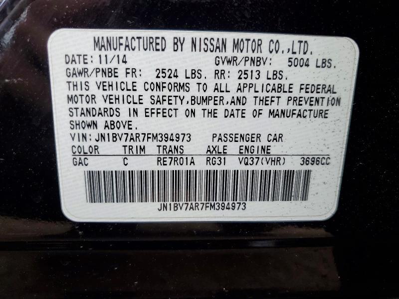 Aukcja sprzedaży 2015 Infiniti Q50, vin: JN1BV7AR7FM394973, numer aukcji: 53263106