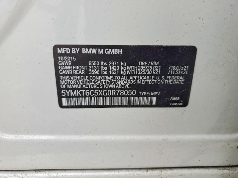 Aukcja sprzedaży 2016 Bmw X5, vin: 5YMKT6C5XG0R78050, numer aukcji: 52688116