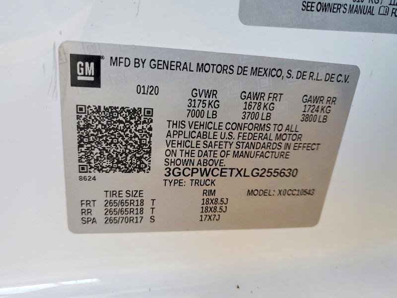 Aukcja sprzedaży 2020 Chevrolet Silverado, vin: 3GCPWCETXLG255630, numer aukcji: 53910316