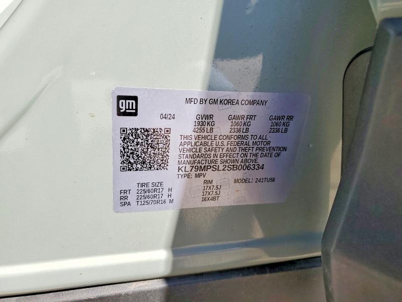 2025 Chevrolet Trailblazer მანქანა იყიდება აუქციონზე, vin: KL79MPSL2SB006334, აუქციონის ნომერი: 52098056