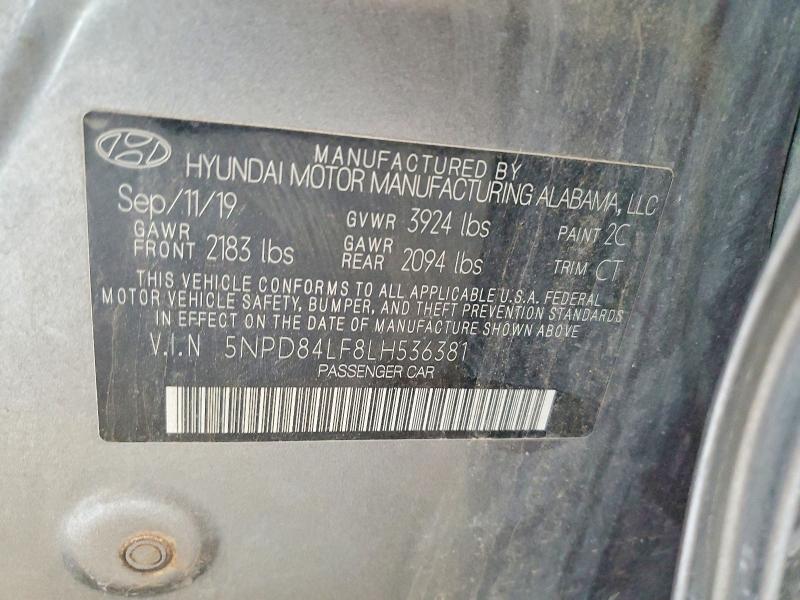 2020 Hyundai Elantra მანქანა იყიდება აუქციონზე, vin: 5NPD84LF8LH536381, აუქციონის ნომერი: 54856816
