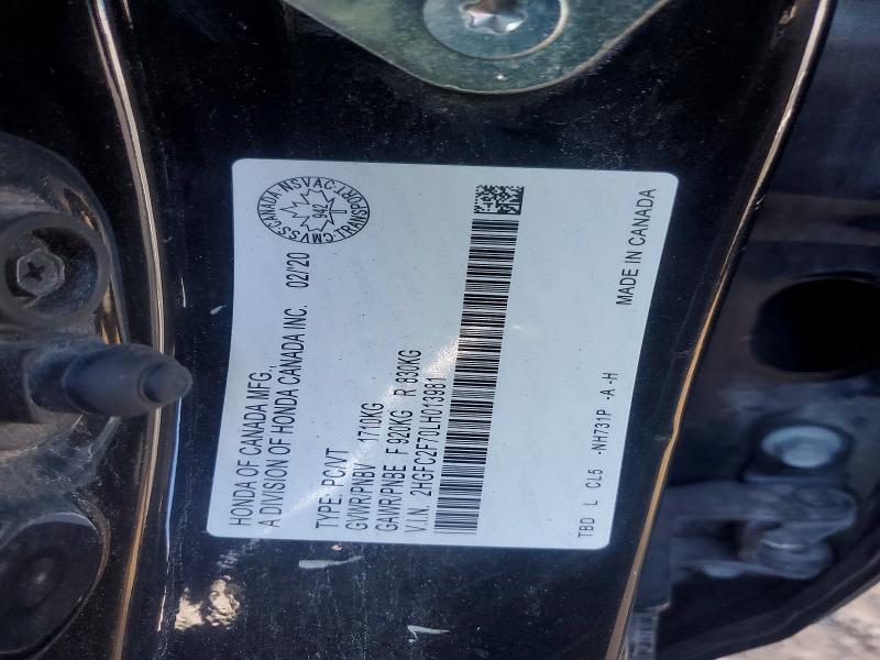 50011386 :رقم المزاد ، 2HGFC2F70LH013981 vin ، 2020 Honda Civic مزاد بيع