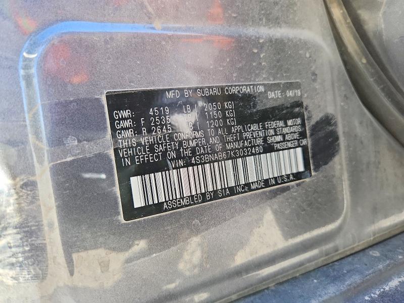 Aukcja sprzedaży 2019 Subaru Legacy, vin: 4S3BNAB67K3032480, numer aukcji: 54794436