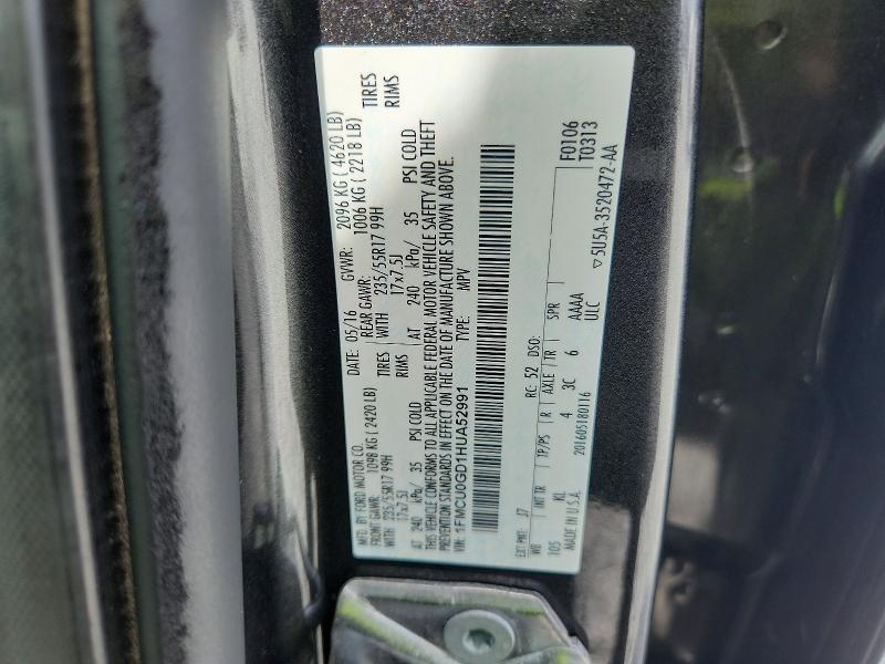2017 Ford Escape მანქანა იყიდება აუქციონზე, vin: 1FMCU0GD1HUA52991, აუქციონის ნომერი: 55217416