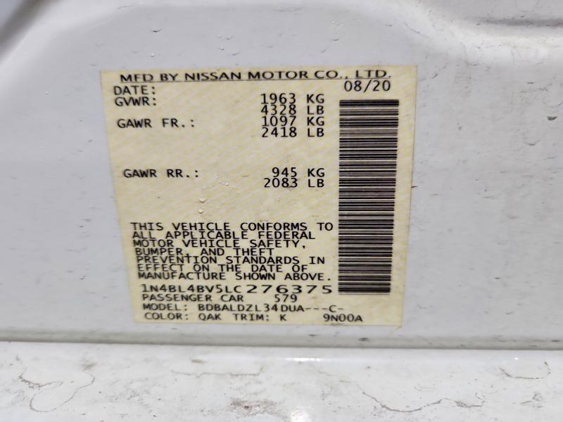 53482366 :رقم المزاد ، 1N4BL4BV5LC276375 vin ، 2020 Nissan Altima مزاد بيع
