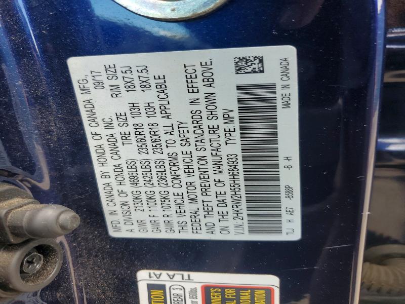 55358066 :رقم المزاد ، 2HKRW2H55HH684933 vin ، 2017 Honda Cr-v مزاد بيع