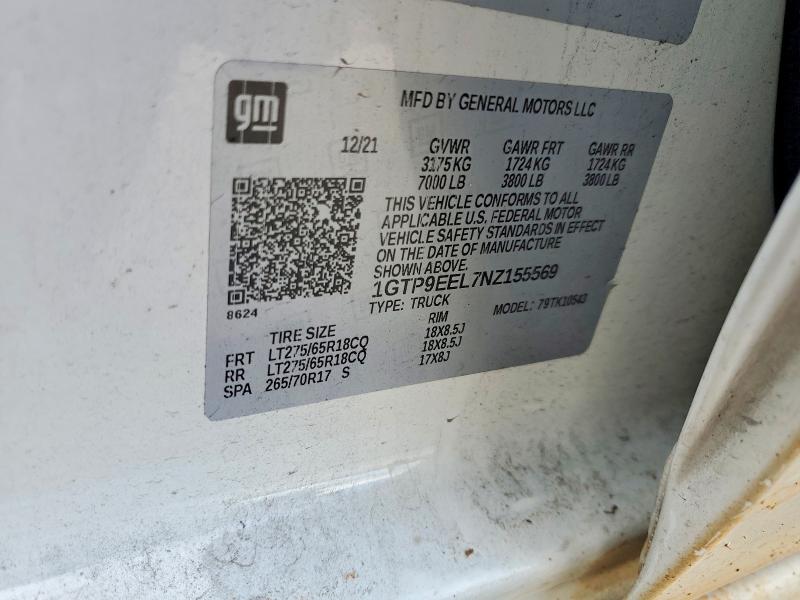 54138656 :رقم المزاد ، 1GTP9EEL7NZ155569 vin ، 2022 Gmc Sierra Limited مزاد بيع