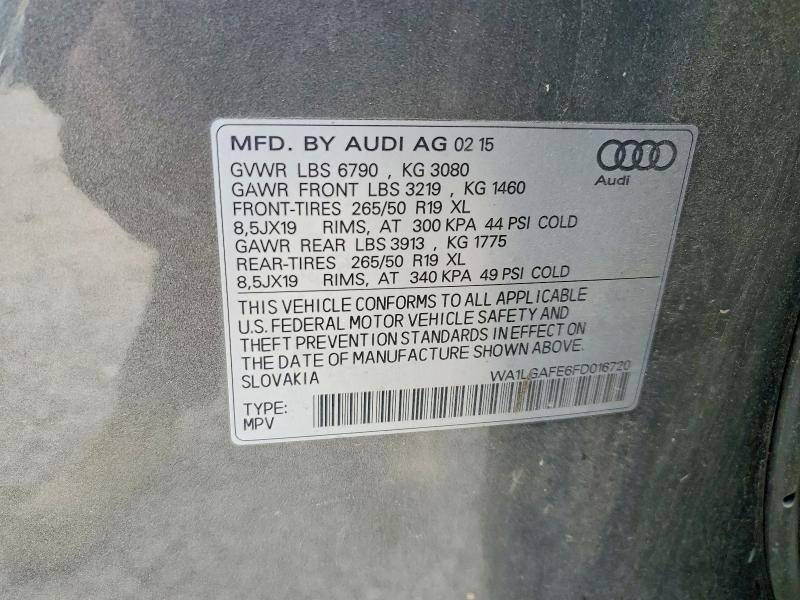 Продаж на аукціоні авто 2015 Audi Q7, vin: WA1LGAFE6FD016720, номер лоту: 54281266