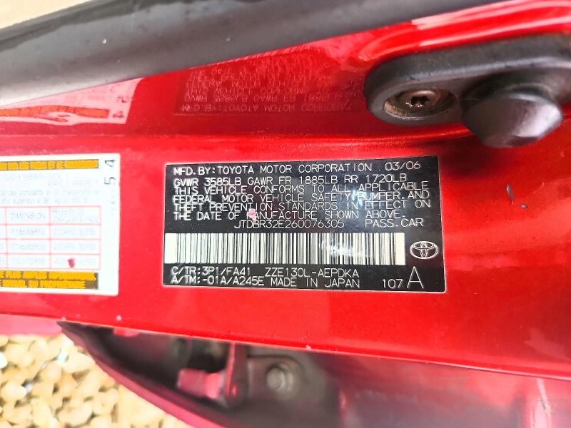 Продаж на аукціоні авто 2006 Toyota Corolla, vin: JTDBR32E260076305, номер лоту: 53960126