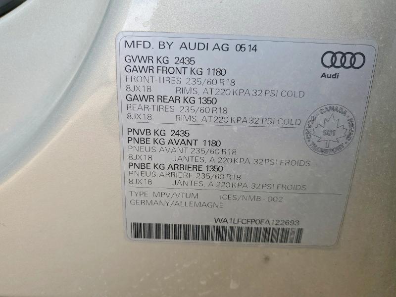 Продажа на аукционе авто 2014 Audi Q5, vin: WA1LFCFP0EA122693, номер лота: 53088756