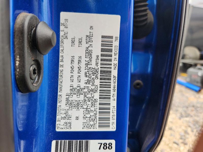 54111406 :رقم المزاد ، 3TMCZ5AN0JM177785 vin ، 2018 Toyota Tacoma مزاد بيع