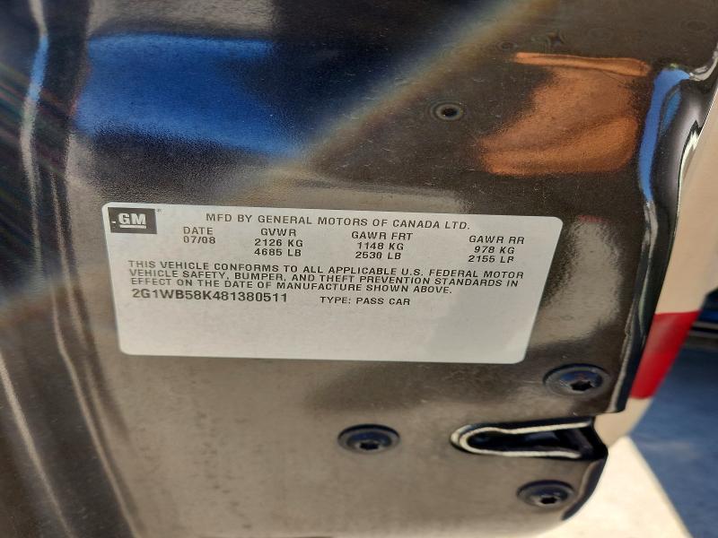 Продажа на аукционе авто 2008 Chevrolet Impala, vin: 2G1WB58K481380511, номер лота: 52599146