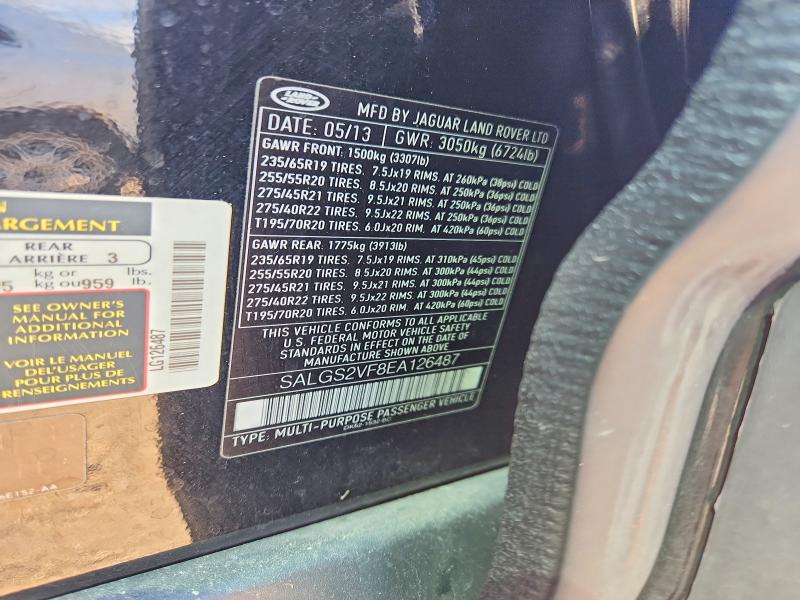 2014 Land Rover Range Rover მანქანა იყიდება აუქციონზე, vin: SALGS2VF8EA126487, აუქციონის ნომერი: 54708126