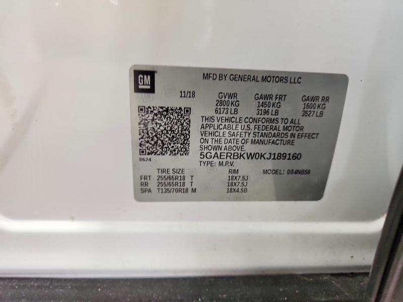 Aukcja sprzedaży 2019 Buick Enclave, vin: 5GAERBKW0KJ189160, numer aukcji: 52545226