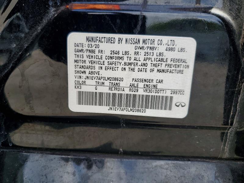 Aukcja sprzedaży 2020 Infiniti Q50, vin: JN1EV7AP0LM208620, numer aukcji: 55776046
