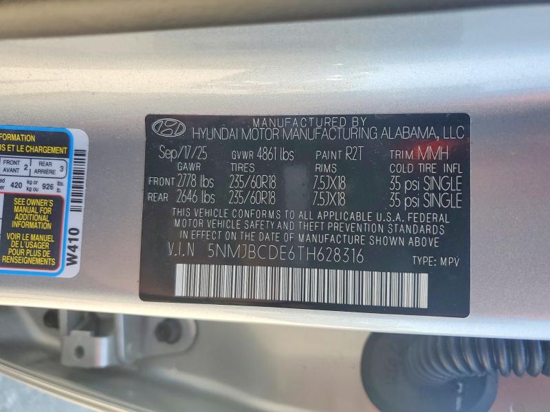 2026 Hyundai Tucson მანქანა იყიდება აუქციონზე, vin: 5NMJBCDE6TH628316, აუქციონის ნომერი: 52303706