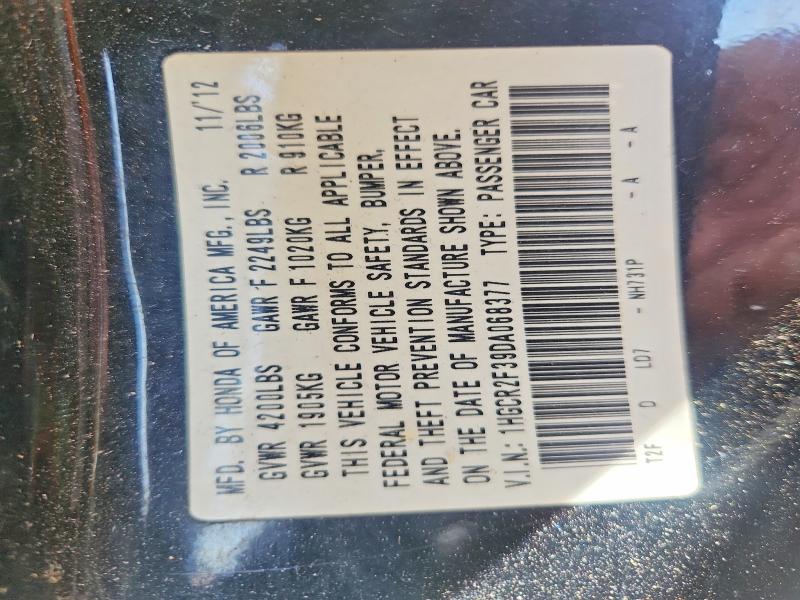 2013 Honda Accord მანქანა იყიდება აუქციონზე, vin: 1HGCR2F39DA068377, აუქციონის ნომერი: 54519746