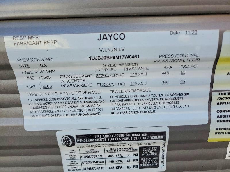 Aukcja sprzedaży 2021 Jayco Jay Flight, vin: 1UJBJ0BP9M17W0461, numer aukcji: 50731426