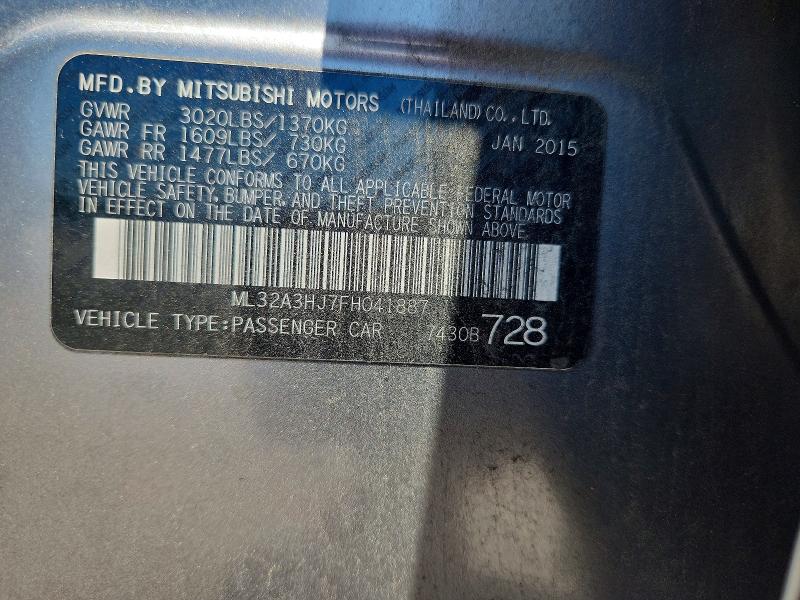 Aukcja sprzedaży 2015 Mitsubishi Mirage, vin: ML32A3HJ7FH041887, numer aukcji: 53520076