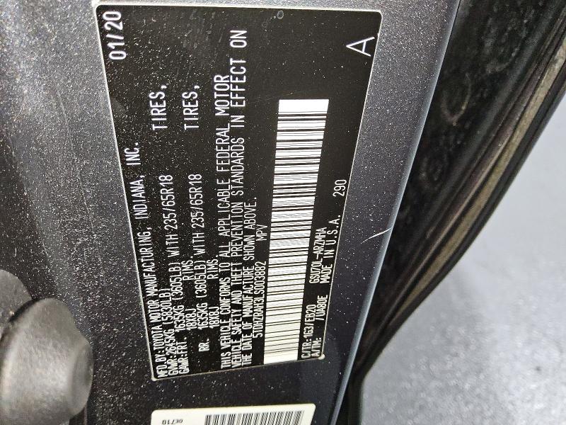 Aukcja sprzedaży 2020 Toyota Highlander, vin: 5TDHZRAH3LS003882, numer aukcji: 48836936