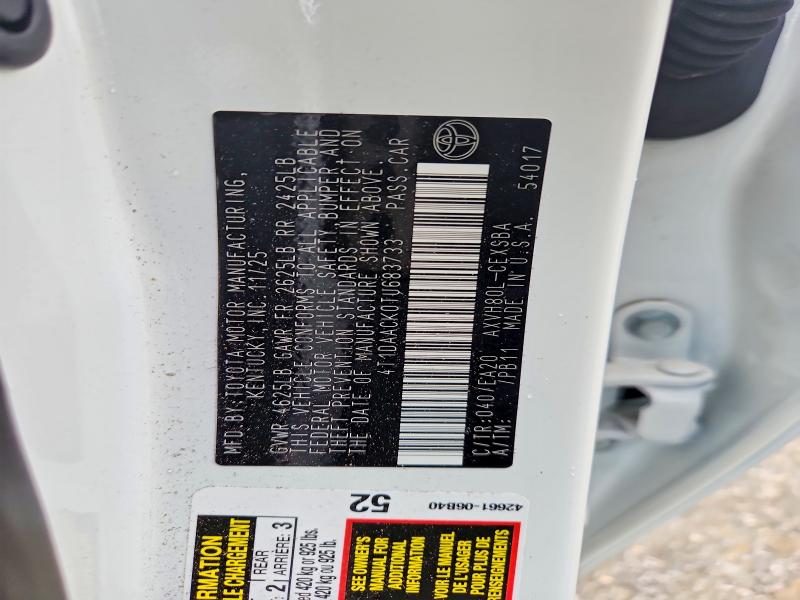 Aukcja sprzedaży 2026 Toyota Camry, vin: 4T1DAACK0TU683733, numer aukcji: 52742406