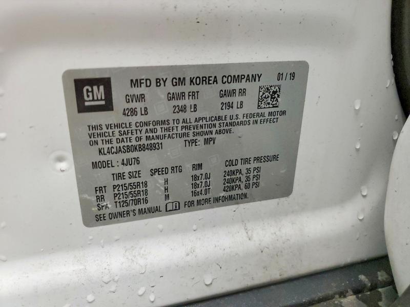 Продажа на аукционе авто 2019 Buick Encore, vin: KL4CJASB0KB848931, номер лота: 53782386