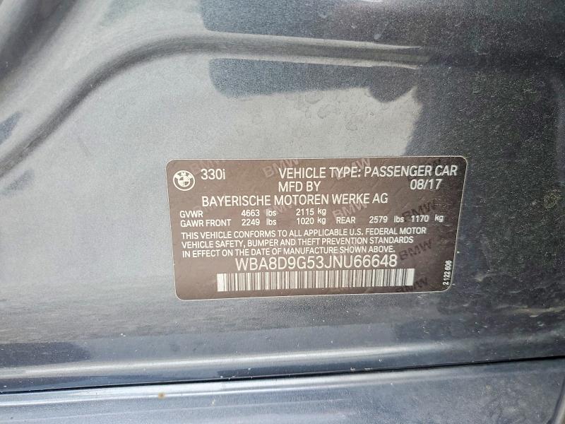 Продаж на аукціоні авто 2018 Bmw 330, vin: WBA8D9G53JNU66648, номер лоту: 55214066