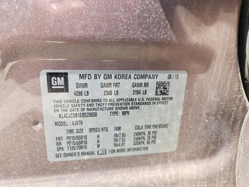 2014 Buick Encore მანქანა იყიდება აუქციონზე, vin: KL4CJCSB1EB520658, აუქციონის ნომერი: 53603806