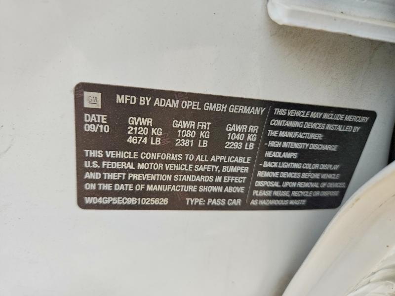 Продажа на аукционе авто 2011 Buick Regal, vin: W04GP5EC9B1025626, номер лота: 54507036