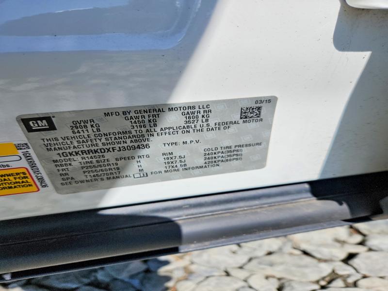 52596846 :رقم المزاد ، 1GKKRRKDXFJ309436 vin ، 2015 Gmc Acadia مزاد بيع