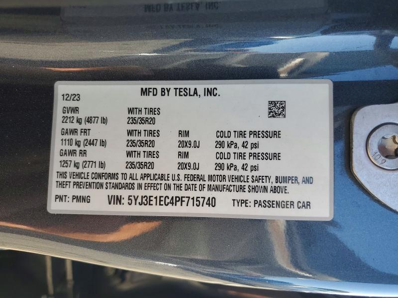 Продажа на аукционе авто 2023 Tesla Model 3, vin: 5YJ3E1EC4PF715740, номер лота: 54227986