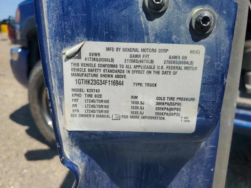 Aukcja sprzedaży 2004 Gmc Sierra, vin: 1GTHK23G34F116944, numer aukcji: 53823016