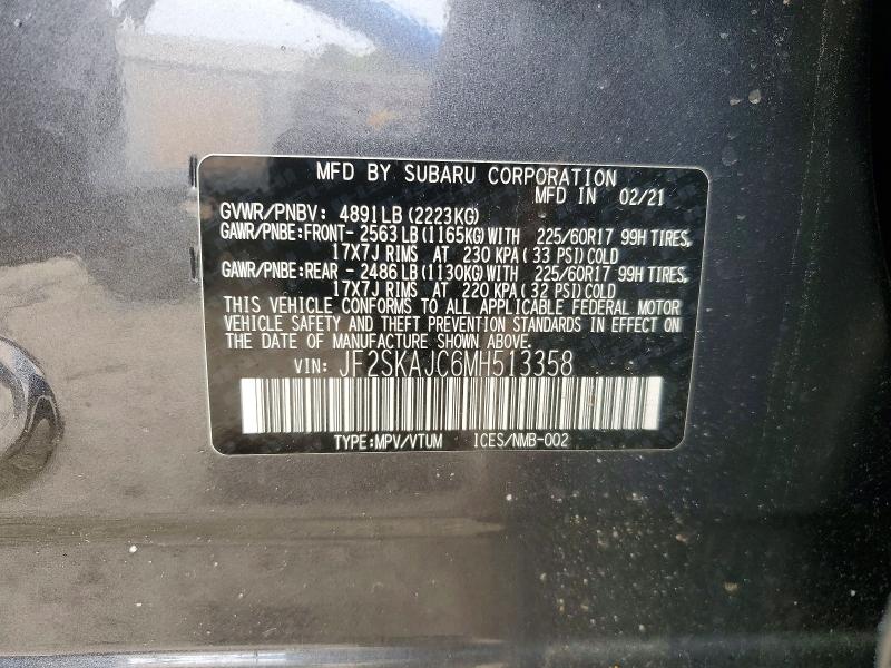Aukcja sprzedaży 2021 Subaru Forester, vin: JF2SKAJC6MH513358, numer aukcji: 53354696
