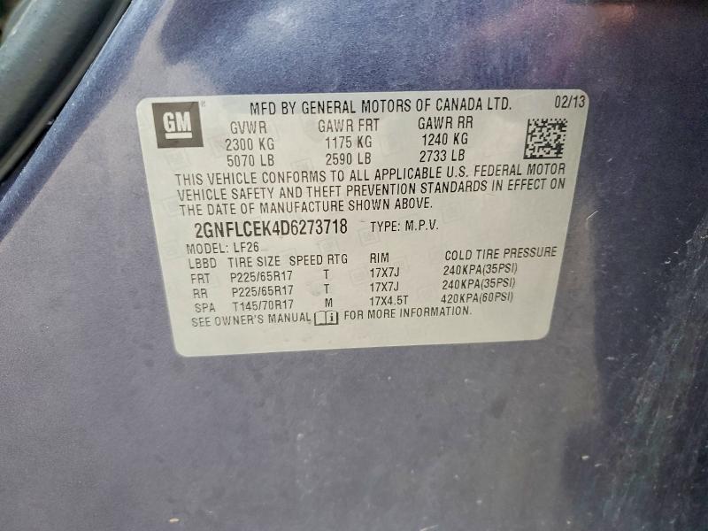 2013 Chevrolet Equinox მანქანა იყიდება აუქციონზე, vin: 2GNFLCEK4D6273718, აუქციონის ნომერი: 53450296