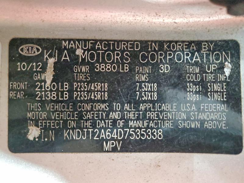 Продаж на аукціоні авто 2013 Kia Soul, vin: KNDJT2A64D7535338, номер лоту: 53955026