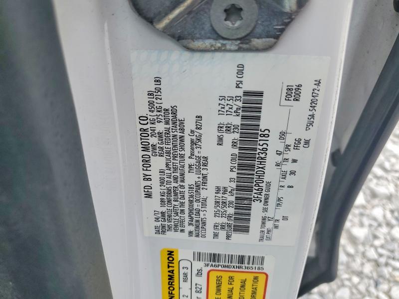 Aukcja sprzedaży 2017 Ford Fusion, vin: 3FA6P0HDXHR365185, numer aukcji: 53640686