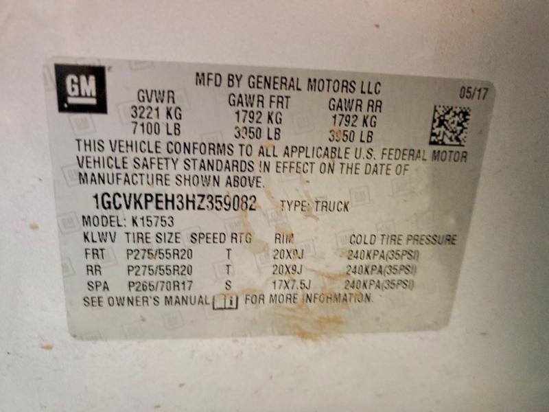 53559026 :رقم المزاد ، 1GCVKPEH3HZ359082 vin ، 2017 Chevrolet Silverado مزاد بيع