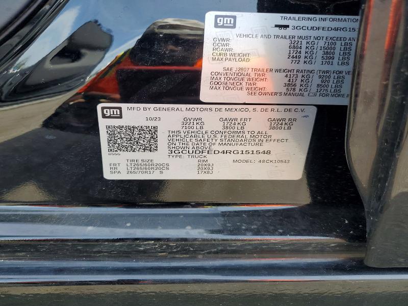 Продаж на аукціоні авто 2024 Chevrolet Silverado, vin: 3GCUDFED4RG151548, номер лоту: 55328646