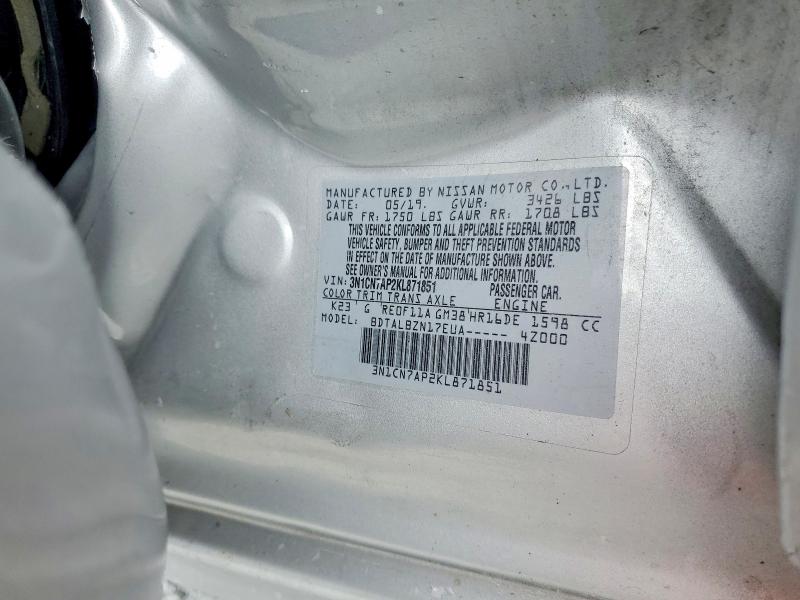 Aukcja sprzedaży 2019 Nissan Versa, vin: 3N1CN7AP2KL871851, numer aukcji: 54963556