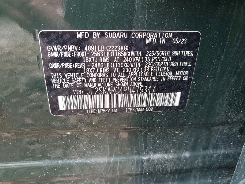 Продажа на аукционе авто 2023 Subaru Forester, vin: JF2SKARC4PH479347, номер лота: 51758006